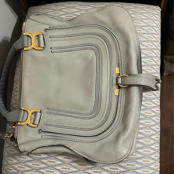 Chloe Marcie Medium Leather Handbag - Blue - Picture 3 of 9